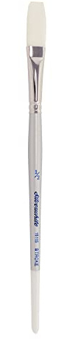 Silver Brush Limited Silverwhite Stroke Watercolour Brush, Size 1/2 in | Short Handle, Acrylic, Gouache, Inks, Dyes, Soft Fine Point Faux Sable, Glazing, Multi-color Loading, One-stroke Designs