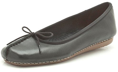 Clarks Women's Freckle Ice Ballet Flats, Black Leather, 7 UK