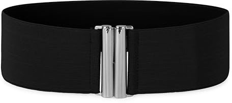 BlackButterfly Taillengürtel Damen Elastisch Silber | 7,5 cm Breit, Silberner Steg-Verschluss, Dehnbar, Auch Als Schwesterngürtel, Größen S-4XL, Stretch