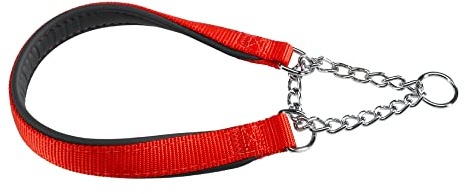 Ferplast Collare Cane Daytona, Collare per Cani Taglia Media/Grande, Collare in Nylon 55 cm, Imbottito, Semistrozzo. Collare Addestramento. Rosso