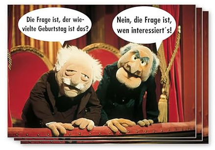 modern times -3er Set Postkarte LUSTIG - Motiv: ... DER WIEVIELTE GEBURTSTAG IST DAS, Anlass: Kindermotive Geburtstag, Künstler/Verlag JIM HENSON PRODUCTIONS, Größe: A6