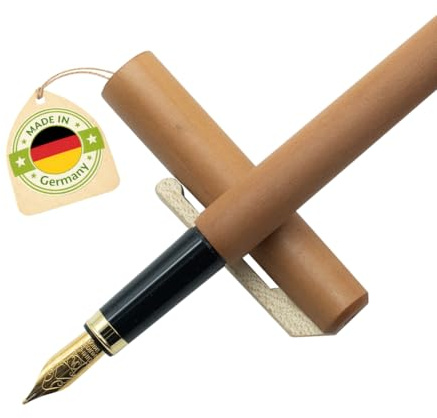 4betterdays.com NATURlich leben! Füller/Füllfederhalter inkl. GRATIS Tintenkonverter aus geöltem Birnenholz - Federstärke M - nachhaltige Handarbeit aus Deutschland