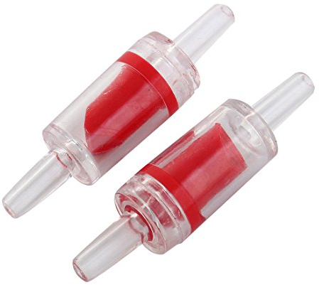 Uxcell Plastic Aquarium Fish Bowl Non-return Air Pump Check Valve, Clear Red, 2-Piece