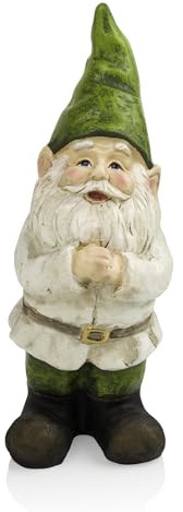 Alpine Corporation - 12 Tall Outdoor Garden Gnome Yard Statue Decoration – Playful Resin Gnome with Earthtone Colors - Durable, Weatherproof Lawn Sculpture for Patio, Deck, Yard