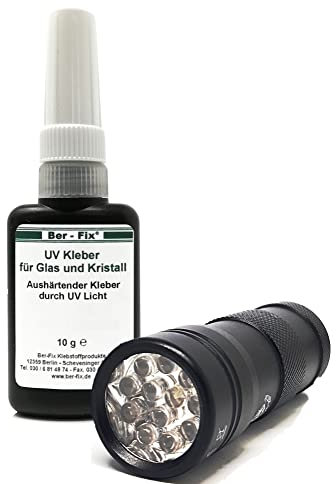 Ber-Fix - Pegamento UV (baja viscosidad, se adhiere con lámpara UV a vidrio o metal)