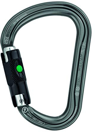 PETZL William asymmetrisch Große Kapazität Aluminium Karabiner, grau, M36A BL, Ball-Lock