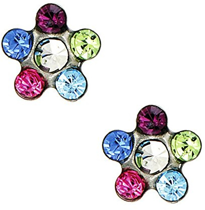 Studex Tiny Tips Kinder-Ohrstecker, Regenbogen-Kristall, 5 mm, Gänseblümchen, Edelstahl, hypoallergen
