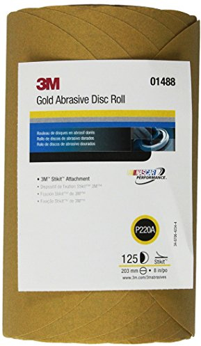 3M Stikit Gold Paper Disc Roll, 216U, 01488, 8 in, P220 grade, 125 Discs Per Roll, Automotive Abrasive Disc