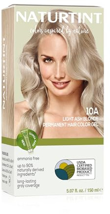 Naturtint Permanent Hair Colour Gel 10A Light Ash Blonde, Plant Enriched, Biobased, Ammonia Free, Long Lasting Grey Coverage and Radiant Colour, Nourishment and Protection