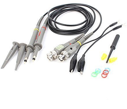 Sumnacon 2Pcs 100 MHz 600V DC High Sensitivity Oscilloscope Clip Probe 10:1 and 1:1 Switchable with Mini Alligator Clip and Ground Lead