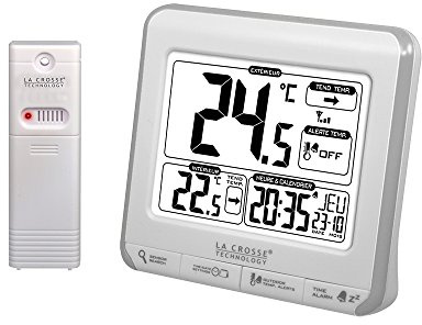 La Crosse Technology WS6811WHI-SIL Station de températures avec alertes - Blanc et Argent