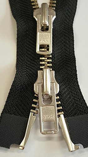 Unbekannt YKK Reißverschluss 80cm Metall 2-Wege teilbar extra stark 8mm robust* Leder, Motorrad Silber*