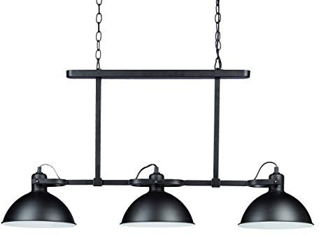 Relaxdays Pendelleuchte aus mattem Metall H x B x T: ca. 94 x 94 x 23 cm Hängelampe 3-flammig mit neigbaren Lampenschirmen fürs Esszimmer moderne große Deckenleuchte im Industrial-Stil Lampe, schwarz