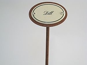Kräuterschild aus Emaille mit Erdspieß, Dill