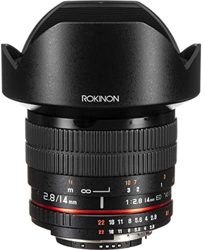 Rokinon 14mm f/2.8 IF ED UMC Ultra Wide Angle Fixed Lens w/Built-in AE Chip for Nikon Black