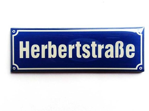 Deko-Magnet Herbertstraße, Kühlschrank-Magnet in Straßenschild-Optik, Hamburg Souvenir, ca. 7,5 x 2,5 cm
