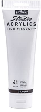 Pébéo - Acrylique Fine Studio Acrylics - Peinture Acrylique Blanc - Blanc Vif - 250 ml
