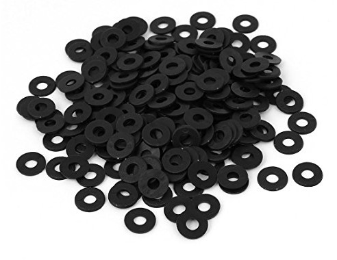 sourcing map Kunststoff Runde Unterlegscheibe M4x10mmx1mm 200 Stück | Dichtung Distanzring Dichtring Schwarz