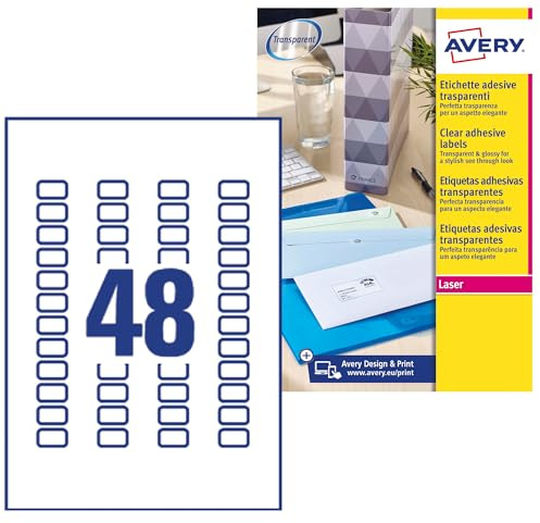 Avery L7553-25 Adressetiketten 48 pro Blatt 22 x 12,7 mm 1200 Stück transparent