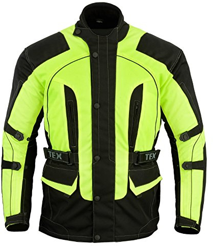 Texpeed Motorradjacke herren mit protektoren - Motorrad Biker Wasserdicht Jacke Mit Rüstung (EN 1621-1) Höhe Sichtbarkeit - Hi Vis Gelb Schwarz - 5XL