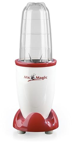 GOURMETmaxx Mr. Magic Blender | Smoothie Maker - 4 pezzi | Frullatore con caraffa e coperchio salvafreschezza | Frullatore con 8 funzioni | Food Processor per frullati, smoothies, shot & co.