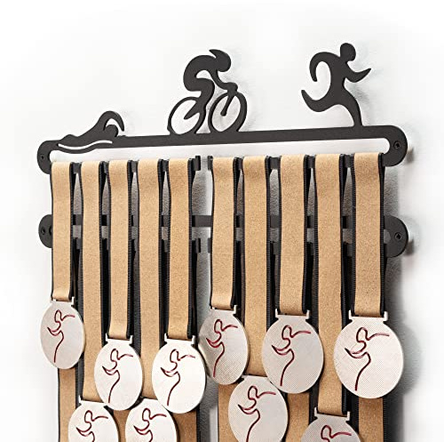 Triathlon Medaillenaufhänger - Medaillen Display Black - Triathlet Medaillenhaken - Triathlete Medal display holder