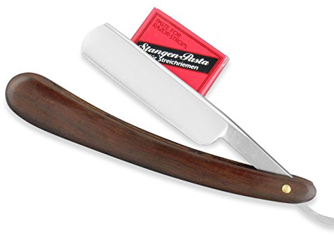 Set Rasiermesser Hohlschliff + Holzgriff mit Schleif-Paste aus Solingen 2-Teilig