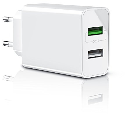CSL - USB Ladegerät 30W QC 3.0-2 Port Netzteil inkl. Quick-Charging Schnellladefunktion - Smart Charge Solid Charge intelligentes Laden - weiß
