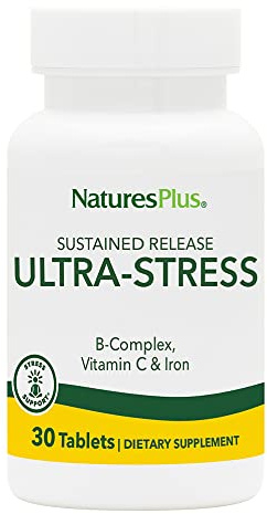 NaturesPlus Ultra-Stress with Iron, Sustained Release - 30 Vegetarian Tablets - Stress Relief Supplement with B-Complex & Vitamin C - Energy Booster, Mood Enhancer - Gluten-Free - 30 Servings