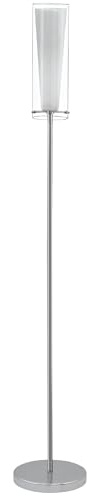 EGLO Stehlampe Pinto, 1 flammige Standleuchte, Standlampe aus Stahl | Farbe: Chrom, Glas: klar, opal matt, weiß, Fassung: E27, inkl. Trittschalter