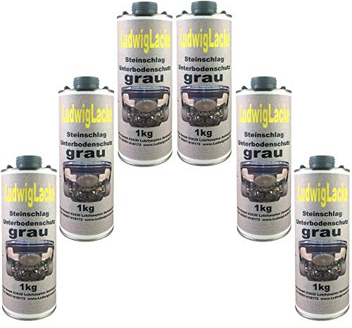 6 x 1 Liter Unterbodenschutz grau Steinschlagschutz überlackierbar mit Autolack