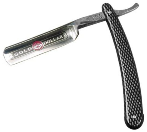 Gold Dollar Shaving Cut Throat Straight Razor Color Silver and Black