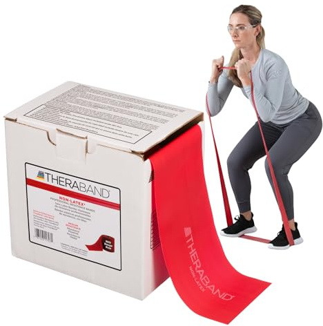 THERABAND Resistance Band 50 Yard Roll, Non-Latex Professional Elastic Stretch Bands for Upper & Lower Body Exercise Workouts, Physical Therapy, Lower Pilates, Flexibility, & Rehab, Dispenser Box