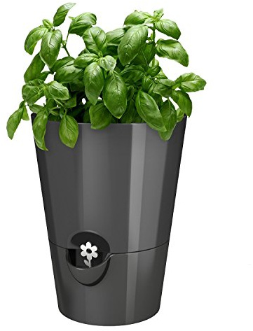 Poetic Emsa FRESH HERBS Pot à herbes fraîches, avec système d'irrigation, Ø 13 cm, granit