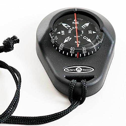 wellenshop Riviera Handkompass Peilkompass Kunststoff Schwarz 10° Skalierung Schwimmfähig Entspiegelt Kompass Bootskompass Wanderkompass