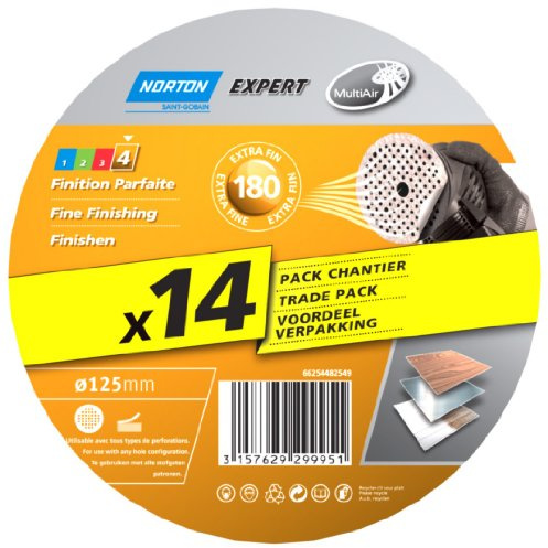 Norton Lot de 14 Disques expert 125 x 18 mm multi-air Grain 180