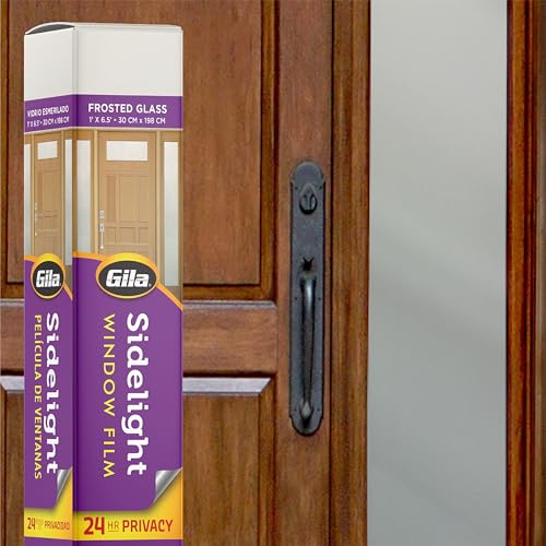 Gila Privacy Décor Frosted Glass Sidelights Entryway Residential Window Film DIY Static Cling No Glue No Adhesive 1ft x 6.5ft (12in x 78in) (6.5 sq ft), Frost