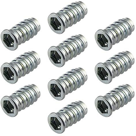 Gedotec Einschraubmuffen | 100 Stück - Metall Eindrehmuffe mit Abdeckrand | M8 x 24 mm | Einschraubmutter Stahl verzinkt | Gewinde-Muffen Schrauben mit Antrieb: Innensechskant | Gewinde-Einsatz Holz