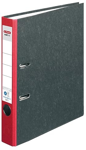 herlitz Ordner maX.file nature, A4, Rückenbreite 5 cm, Wolkenmarmor, Rot, mit Rückenschild & Kantenschutz, FSC zertifiziert, 25 Stück