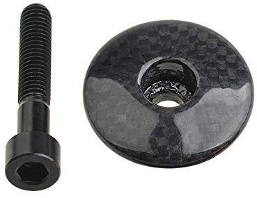 Wanyifa 1 1/8 3K Carbon Fiber Cycling Headset Stem Top Cap with M6x35mm Titanium Bolt (Glossy with Black)