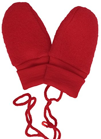 ENGEL Baby Fäustel ohne Daumen, Fleece, 100% Schurwolle (kbT) (50/56, Kirschrot) - Bio Öko Handschuhe ohne Bund, Unisex Baby Jungen Accessoires