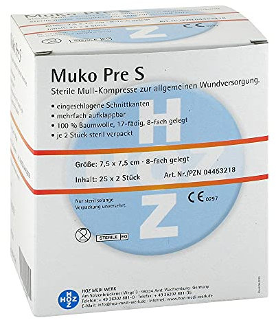 Mukopre S 7,5x7,5cm 8fach sterile Mullkompresse 25X2 stk