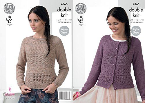 King Cole 4366 Knitting Pattern Raglan Sleeve Sweater and Cardigan in King Cole Baby Alpaca DK by King Cole