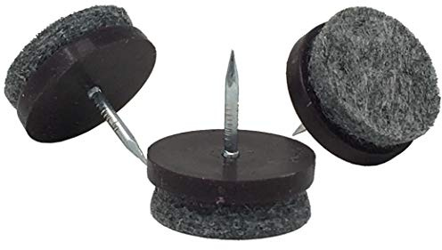 7/8 Dia. Heavy Duty Felt Nail-on Slider Glide Pads for Chairs, Stools, & Tables - Furniture Slides Like Magic -Tile & Hard Wood Floor Protector - Espresso - 32 pcs.