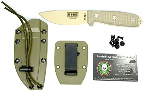 ESEE, Utomhuskniv | Bladlängd: 9,52 cm, handtag: Micarta, modell 3 Desert Tan Blade