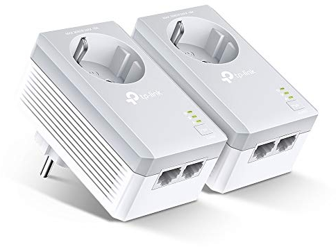 TP-Link CPL AV500 (Débit 500 Mbps), 2 Ports Fast Ethernet, Prise Intégrée Version Européenne, Pack de 2 CPL (TL-PA4020P KIT)