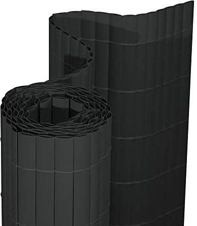 jarolift PVC Sichtschutzmatte Premium Sichtschutz Garten Balkon Terrasse Sichtschutzzaun Balkonverkleidung Zaunblende, 80 x 600 cm (2X 3m Länge) Grau