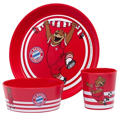 FC Bayern München Kindergeschirr 3er Set Geschirr, Trinkbecher, Schüssel, Teller