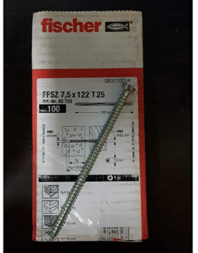 Fischer 92703 7.5 x122 mm FFSZ T25 Window Frame Screw - Multi-Colour (100-Piece)