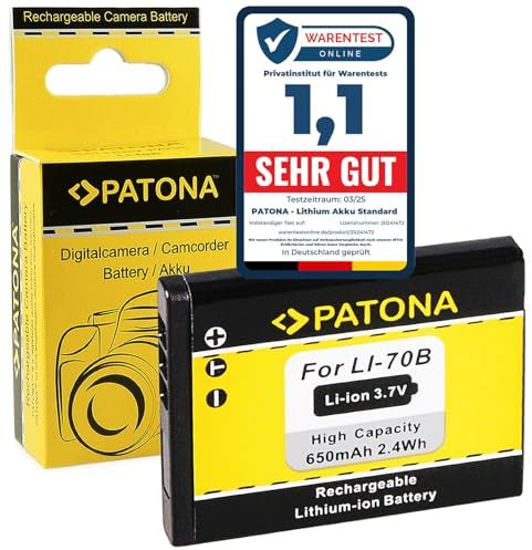 PATONA Batteria per Olympus Li-70b Li70b VG130 VG140 500mAh | Batteria di ricambio per VG-110 VG-120 VG-130 VG-140 VG-150 VG-160 FE-4020 FE-4040 FE-5040 X-940, 100% identica all'originale